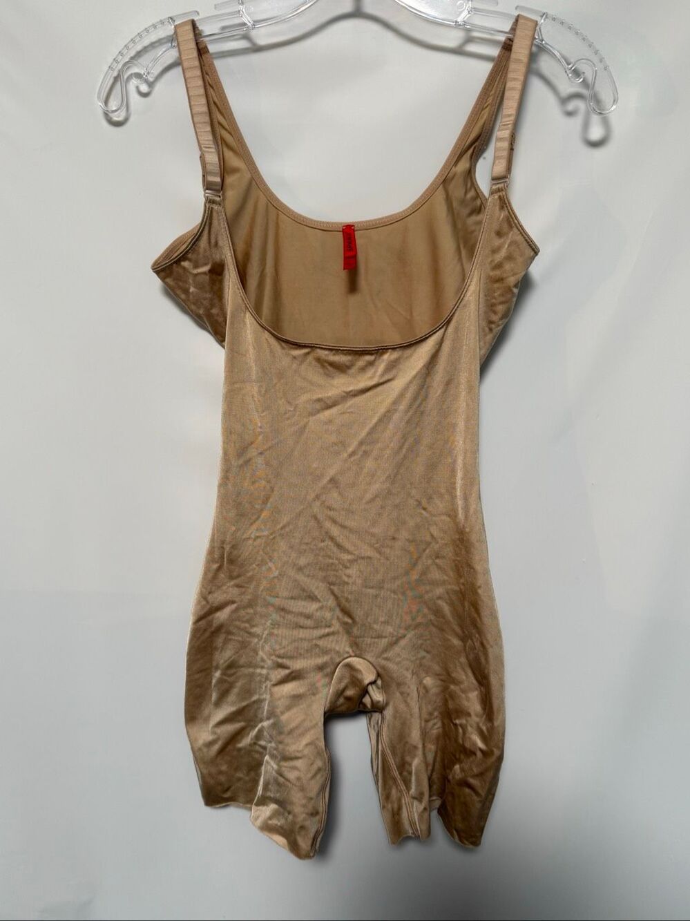 Spanx Slimplicity full open bust mid thigh body suit tan Shapewear size medium